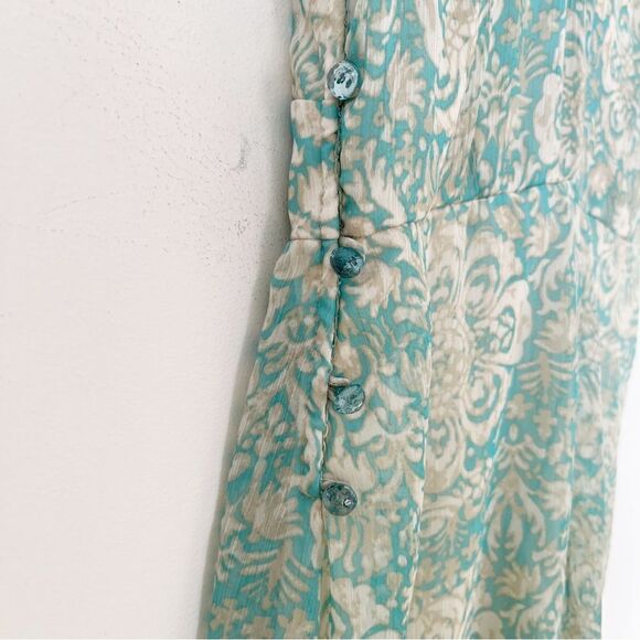 Jonathan Martin Blue Beige Embroidery Detail Sleeveless Midi Dress - Picture 10 of 10